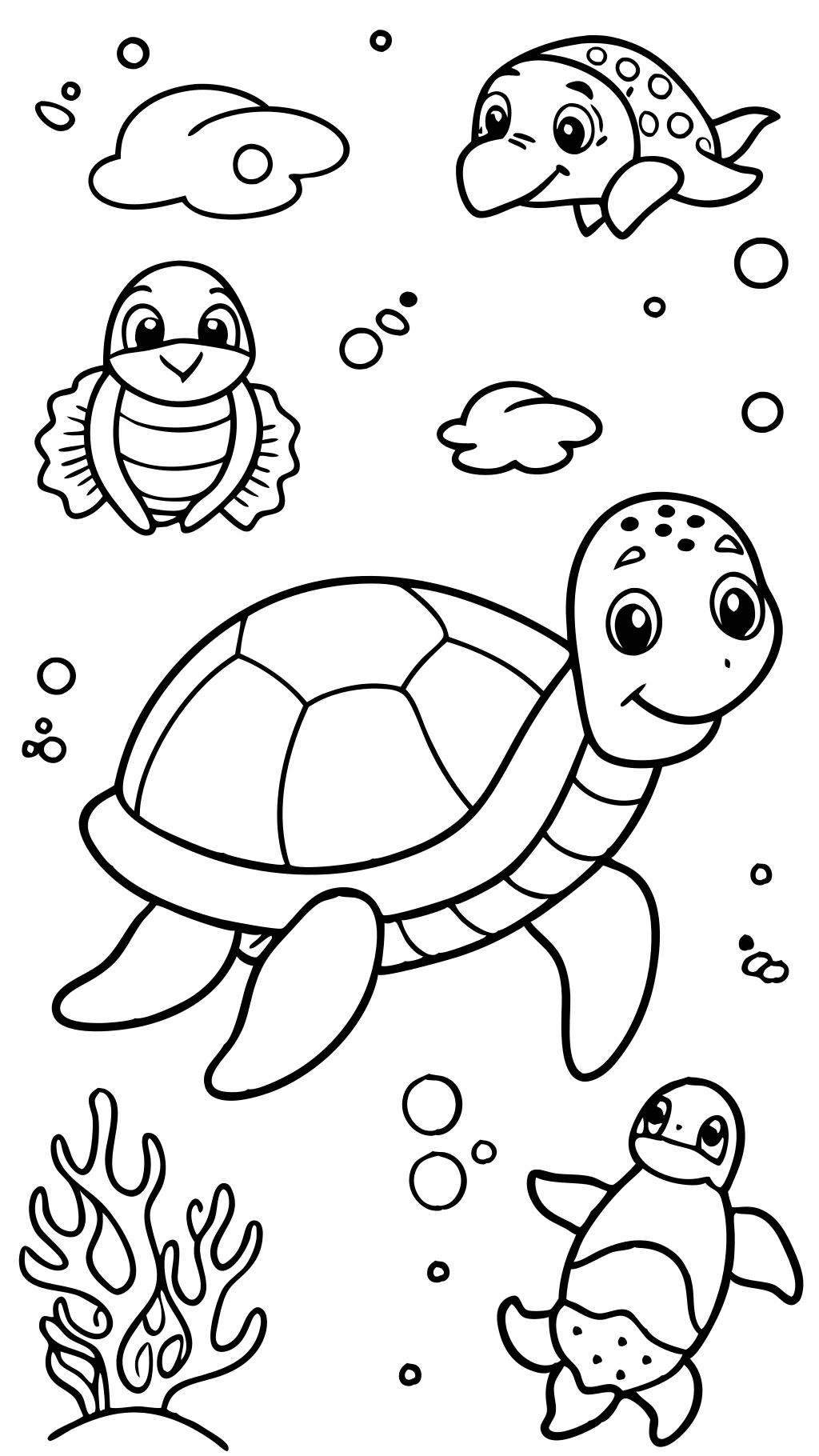 coloriages de tortues mignonnes